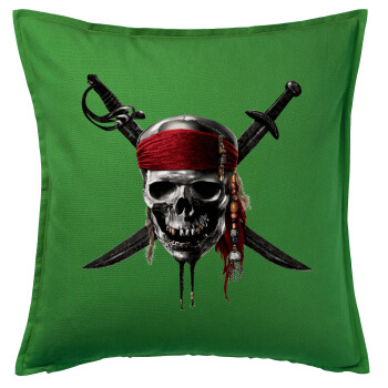 Pirates of the Caribbean, Μαξιλάρι καναπέ Πράσινο 100% βαμβάκι, περιέχεται το γέμισμα (50x50cm)