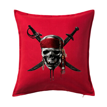 Pirates of the Caribbean, Μαξιλάρι καναπέ Κόκκινο 100% βαμβάκι, περιέχεται το γέμισμα (50x50cm)