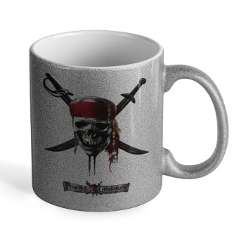 Pirates of the Caribbean, Κούπα Ασημένια Glitter που γυαλίζει, κεραμική, 330ml