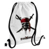 Backpack pouch GYMBAG white, with pocket (40x48cm) & thick cords