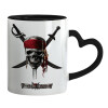 Mug heart black handle, ceramic, 330ml