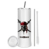 Tumbler stainless steel 600ml, with metal straw & cleaning brush