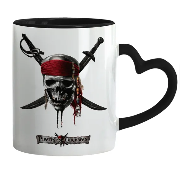 Pirates of the Caribbean — Mug heart black handle, ceramic, 330ml