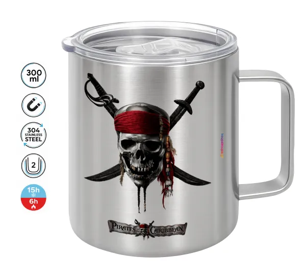 Pirates of the Caribbean — Double-walled stainless steel mug 300ml with temperature-retaining lid