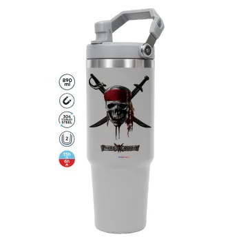 Pirates of the Caribbean, ΓΚΡΙ χρώματος Θερμός Ανοξείδωτο 890ml (30oz) με χερούλι