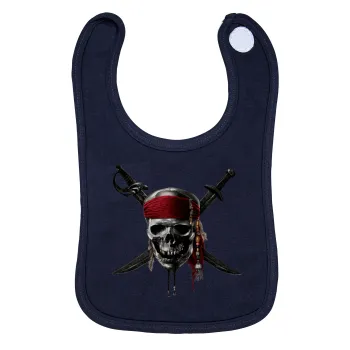Pirates of the Caribbean, Σαλιάρα με Σκρατς 100% Organic Cotton Μπλε (0-18 months)