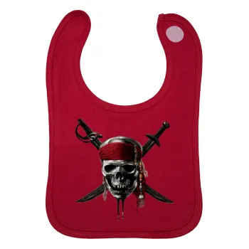 Pirates of the Caribbean, Σαλιάρα με Σκρατς Κόκκινη 100% Organic Cotton (0-18 months)