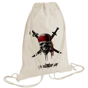 Pirates of the Caribbean, Τσάντα πλάτης πουγκί GYMBAG natural (28x40cm)