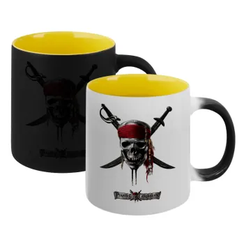 Pirates of the Caribbean, Κούπα Μαγική εσωτερικό κίτρινη, κεραμική 330ml που αλλάζει χρώμα με το ζεστό ρόφημα