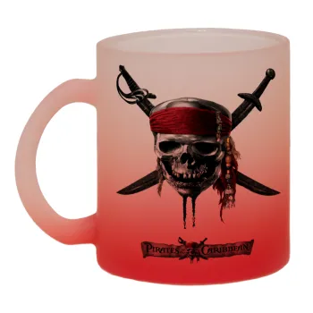 Pirates of the Caribbean, Κούπα γυάλινη δίχρωμη με βάση το κόκκινο ματ, 330ml