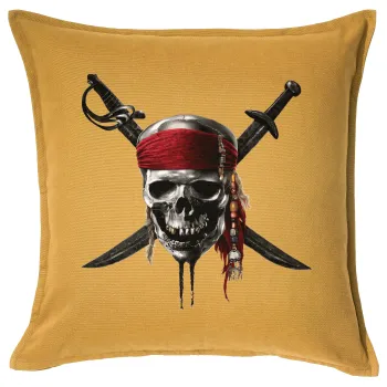 Pirates of the Caribbean, Μαξιλάρι καναπέ Κίτρινο 100% βαμβάκι, περιέχεται το γέμισμα (50x50cm)