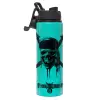 Metallic water bottle with safety lid, 850ml aluminum
