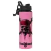 Metallic water bottle with safety lid, 850ml aluminum