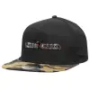 Adult Flat Snapback Hat Black/Camouflage, (100% COTTON TWILL, ADULT, UNISEX, ONE SIZE)