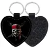 Μπρελόκ PU δερμάτινο glitter καρδιά ΜΑΥΡΟ