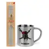 Easter Set, metallic thermal cup (300ml) & Easter aromatic flat candle (30cm) (GRAY)