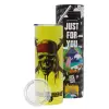 Neon Yellow Travel Tumbler θερμό, μεταλλικό καλαμάκι(Ανωξείδωτο 304 Food grade, BPA free, 600ml)