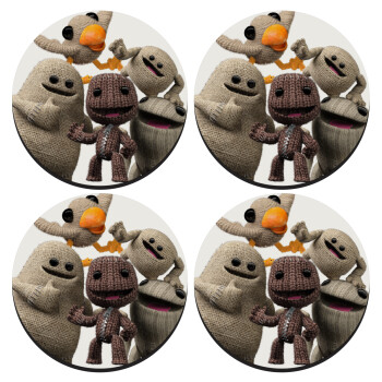 Little big planet, SET of 4 round wooden coasters (9cm)