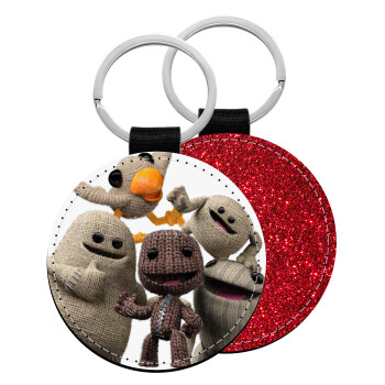 Little big planet, Μπρελόκ Δερματίνη, στρογγυλό ΚΟΚΚΙΝΟ (5cm)