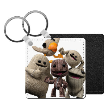 Little big planet, Μπρελόκ Δερματίνη, τετράγωνο ΜΑΥΡΟ (5x5cm)