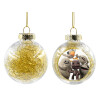 Transparent Christmas tree ball ornament with gold filling 8cm