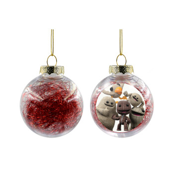 Little big planet, Transparent Christmas tree ball ornament with red filling 8cm