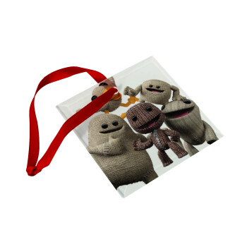 Little big planet, Christmas ornament, glass square ornament 9x9cm