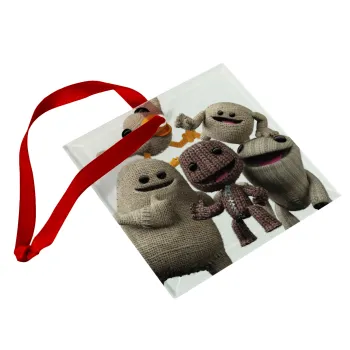 Little big planet, Στολίδι Χριστουγεννιάτικο στολίδι γυάλινο τετράγωνο 9x9cm