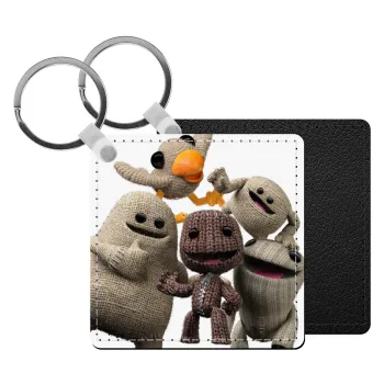 Little big planet, Μπρελόκ Δερματίνη, τετράγωνο ΜΑΥΡΟ (5x5cm)