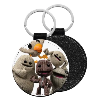 Little big planet, Μπρελόκ Δερματίνη, στρογγυλό ΜΑΥΡΟ (5cm)