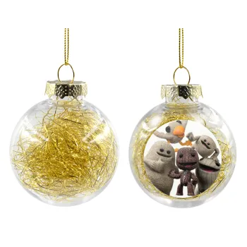 Little big planet, Transparent Christmas tree ball ornament with gold filling 8cm