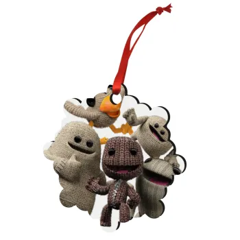 Little big planet, Christmas ornament snowflake wooden 7.5cm