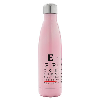 EYE test chart, Metal mug thermos Pink Iridiscent (Stainless steel), double wall, 500ml