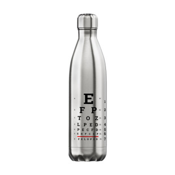 EYE test chart, Μεταλλικό παγούρι θερμός Inox (Stainless steel), διπλού τοιχώματος, 750ml