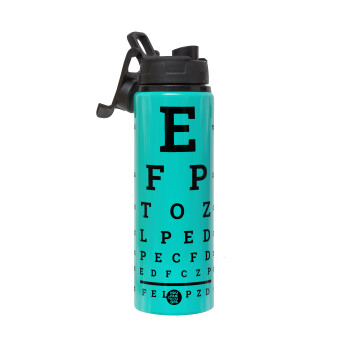 EYE test chart, Μεταλλικό παγούρι νερού με καπάκι ασφαλείας, αλουμινίου 850ml