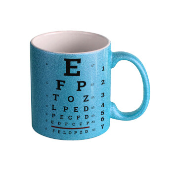 EYE test chart, Κούπα Σιέλ Glitter που γυαλίζει, κεραμική, 330ml