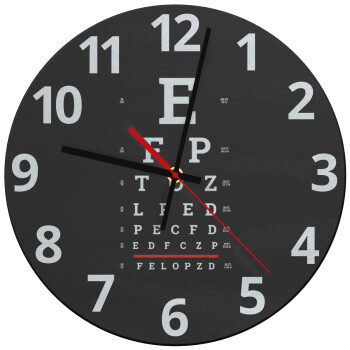 EYE test chart, Ρολόι τοίχου γυάλινο (30cm)