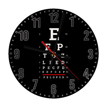 EYE test chart, Ρολόι τοίχου ξύλινο (30cm)