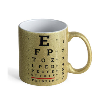 EYE test chart, Κούπα Χρυσή Glitter που γυαλίζει, κεραμική, 330ml