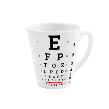 EYE test chart, Κούπα κωνική Latte Λευκή, κεραμική, 300ml