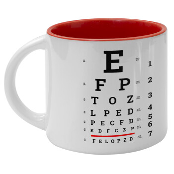 EYE test chart, Κούπα κεραμική 400ml Λευκή/Κόκκινη