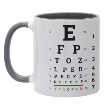 EYE test chart, Κούπα χρωματιστή γκρι, κεραμική, 330ml