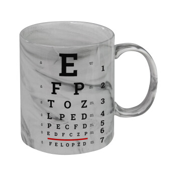 EYE test chart, Mug ceramic marble style, 330ml