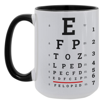 EYE test chart, Κούπα Mega 15oz, κεραμική Μαύρη, 450ml