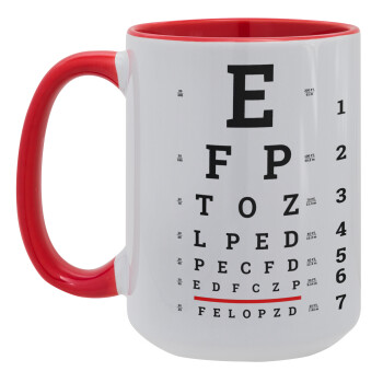 EYE test chart, Κούπα Mega 15oz, κεραμική Κόκκινη, 450ml