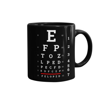 EYE test chart, Mug black, ceramic, 330ml