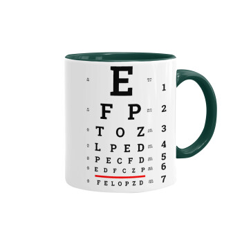 EYE test chart, Κούπα χρωματιστή πράσινη, κεραμική, 330ml