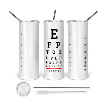 EYE test chart, Tumbler stainless steel 600ml, with metal straw & cleaning brush