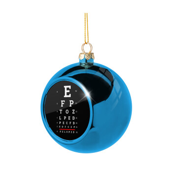 EYE test chart, Blue Christmas tree ball ornament 8cm