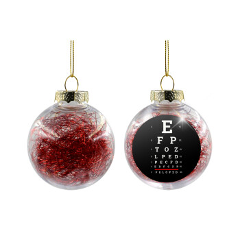 EYE test chart, Transparent Christmas tree ball ornament with red filling 8cm